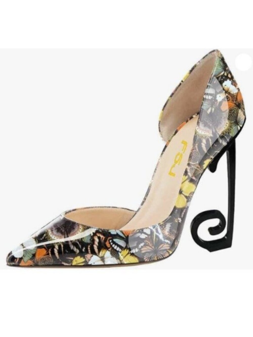 FSJ Comfort Pointed Toe Pumps for Women Black High Heel Butterfly Shoes